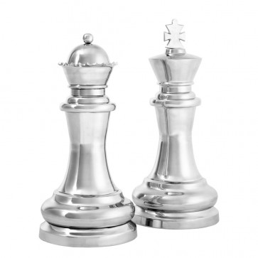Šachový kráľ a kráľovná polished aluminium