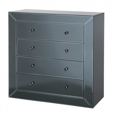 Komoda Brera black Zrkadlo glass 4 drawer