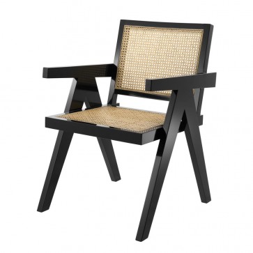 Jedálenská stolička Adagio black finish natural cane