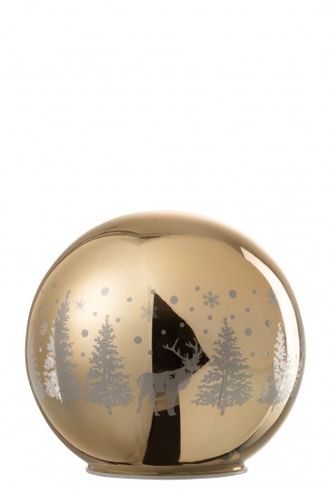 Vianočná dekoračná guľa Champagne, LED svetlo Vianočná krajina, rozmer 14,5x14 cm