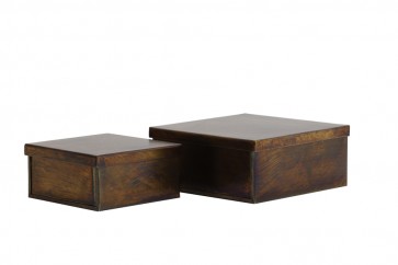 Box deko S/2 12,5x12,5x6+16,5x16,5x7 cm LOBERIO antique bron