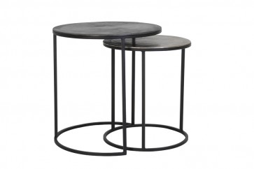 Bočný stolík S/2 Ø41x46+Ø49x52 cm TALCA raw lead+antique lead