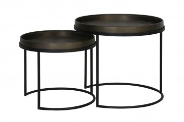 Bočný stolík S/2 Ø50x44,5+Ø60x54,5 cm COPAN tin look