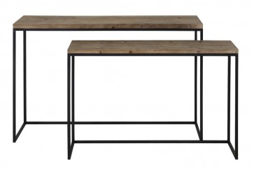 Konzolový stolík S/2 max 120x40x79 cm CAMASCA metal black+wood