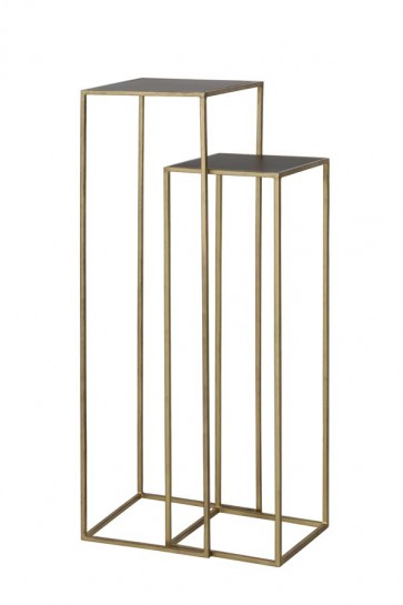 Bočný stolík S/2 30x30x100+35x35x120 cm BOCA m.black wash-gold