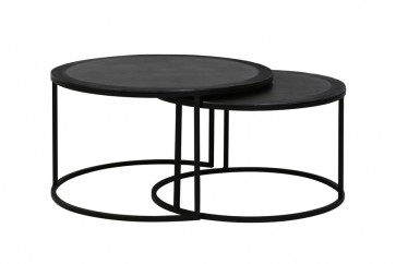 Kávový stolík S/2 Ø65x37+Ø75x41 cm TALCA lead antik edge