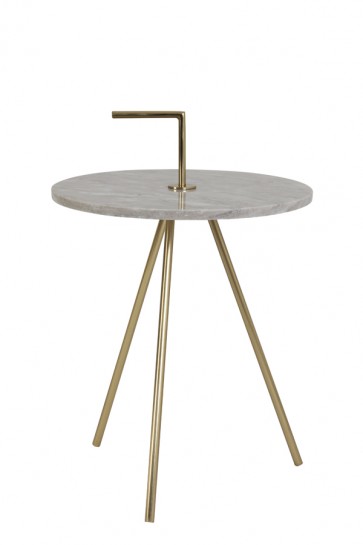 Bočný stolík Ø36x51 cm MOYUTA marble grey-gold