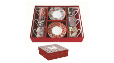 Set pre 6 osôb - porcelánový hrnček espresso s tanierikom, 100ml, Coffee Mania Okin