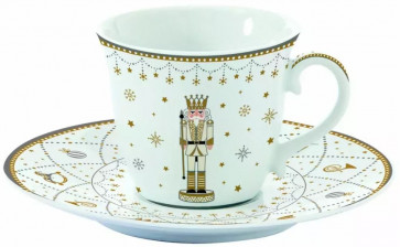 Vianočný hrnček na čaj Royal Nutcracker, set s tanierikom, 200 ml