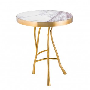Bočný stolík Veritas gold finish white marble