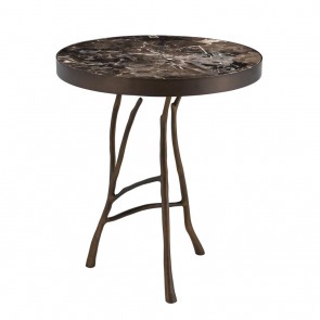Bočný stolík Veritas bronze finish brown marble