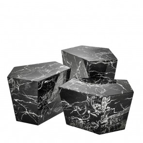 Kávový stolík Prudential set of 3 black faux marble