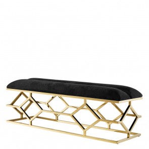 Lavička Trellis gold finish black velvet