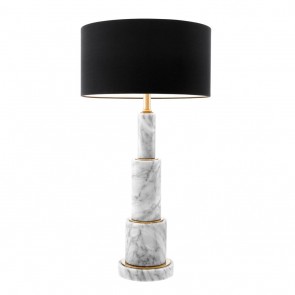 Stolné svietidlo Dax gold finish white marble incl Tienidlo