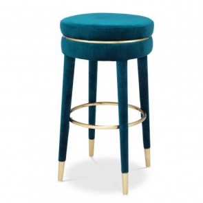 Barová stolička Parisian modrý zamat 