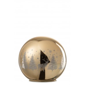 Vianočná dekoračná guľa Champagne, LED svetlo Vianočná krajina, rozmer 14,5x14 cm