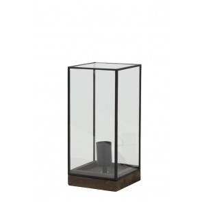 Stolné svietidlo 15x15x30 cm ASKJER wood brown+black+glass