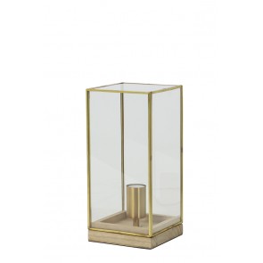 Stolné svietidlo 15x15x30 cm ASKJER wood natural+bronze+glass