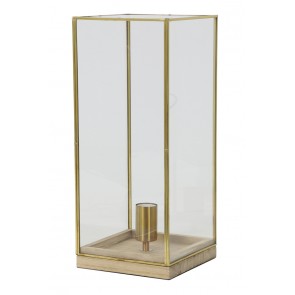 Stolné svietidlo 20x20x45 cm ASKJER wood natural+bronze+glass
