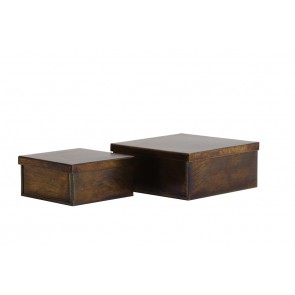 Box deko S/2 12,5x12,5x6+16,5x16,5x7 cm LOBERIO antique bron