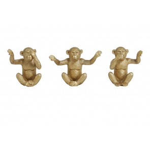 Ornament S/3 28,5x8x14 cm MONKEY gold