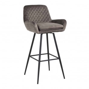 Barová stolička Linsey, otočná, šedý zamat