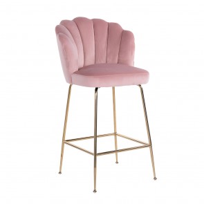 Barová stolička Pippa ružový zamat / zlaté nohy