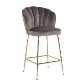 Barová stolička Pippa šedý zamat / zlaté nohy