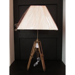 Lampa trojnožka stojaca/stolná hnedé drevo s béžovým tienidlom